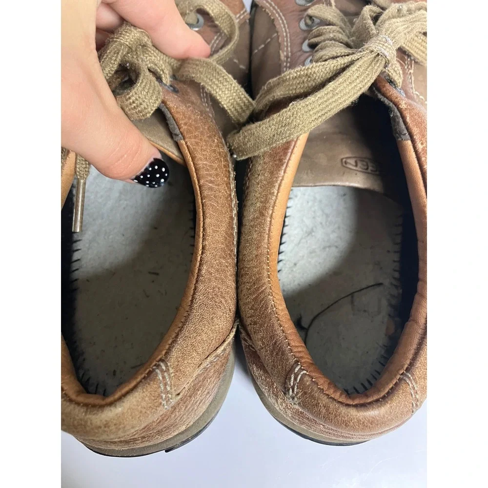 KEEN Presidio Walking Shoes Women 11 Brown Fair Leather Lace Up 1011401